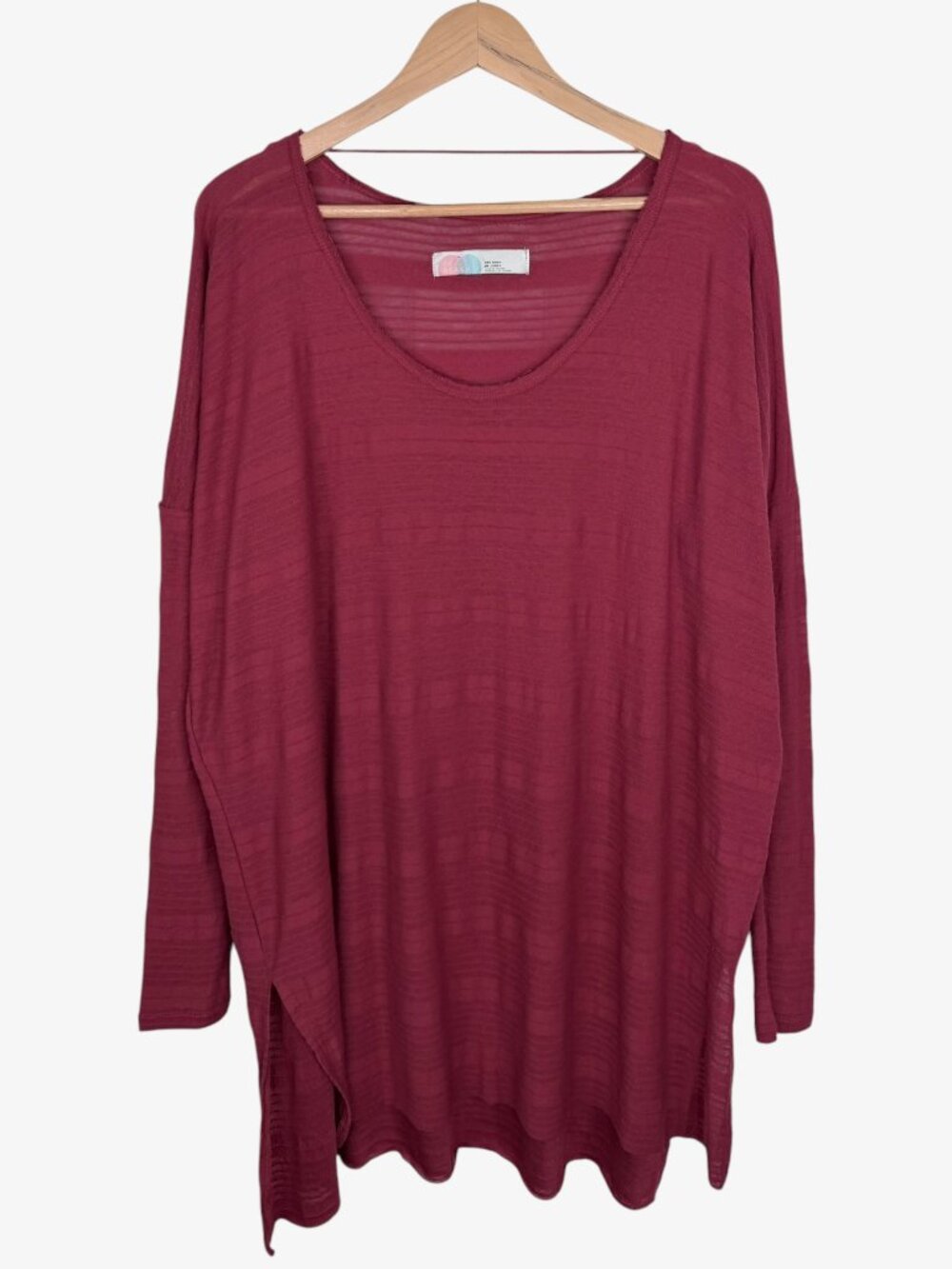 FREE PEOPLE FP BEACH Double Slit Drop Shoulder Tunic/Cover Up - Burgundy - O/S